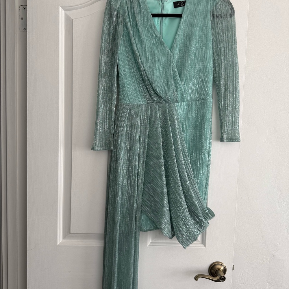 PatBO Shimmering Aqua Asymmetrical Dress